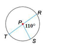 Find the measure of the intercepted arc TS of circle P, where RT is a diameter.