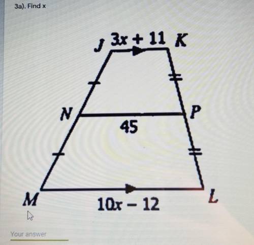 Midsegment of a trapezoid find x​