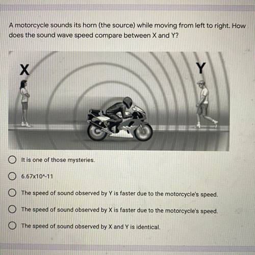 Some1 please help

A motorcycle sounds its horn (the source) while moving from left to right. How