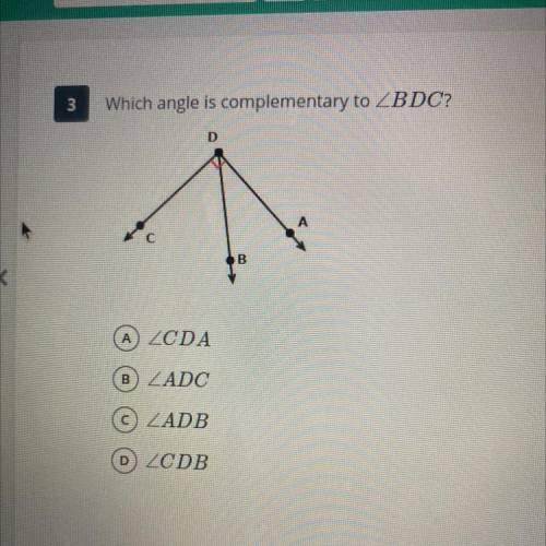 Which angle is complementary to BDC?