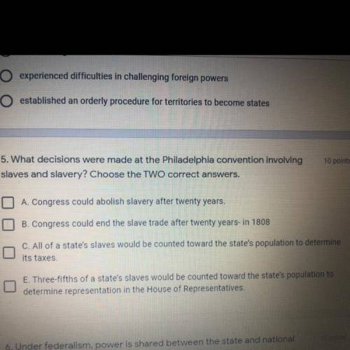What decisions were made at the Philadelphia convention involving slaves and slavery ?choose the tw