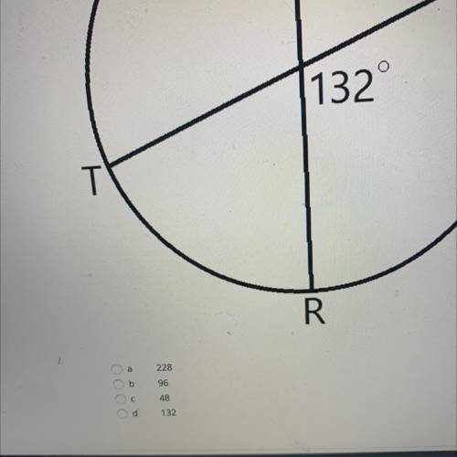 Find the measure of arc RT in the following circle: