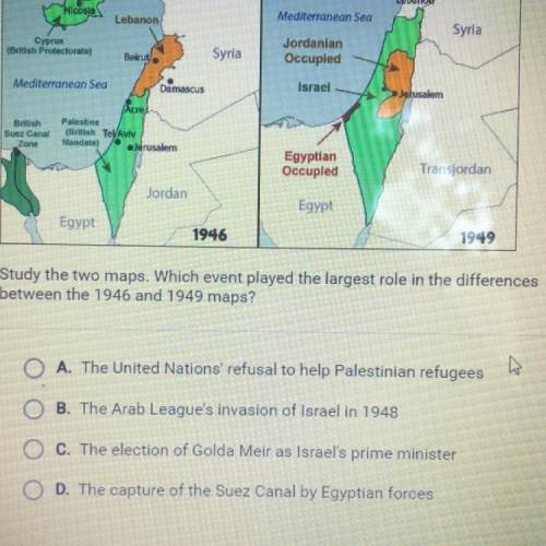Study the two maps. Which event played the largest role in the differences

between the 1946 and 1