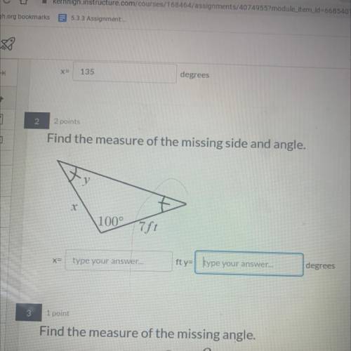 Find the measure of the missing side and angle !