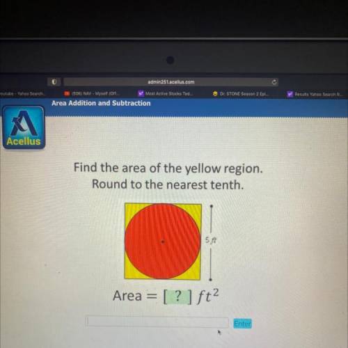 Find the area of the yellow region.
Round to the nearest tenth.
5 ft
Area = [?]ft2