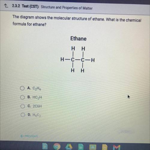 The diagram shows the molecular structure of ethane. What is the chemical

formula for ethane?
Eth