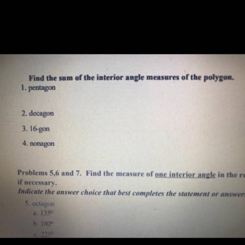 Find the sum of the interior angle measures of the polygon