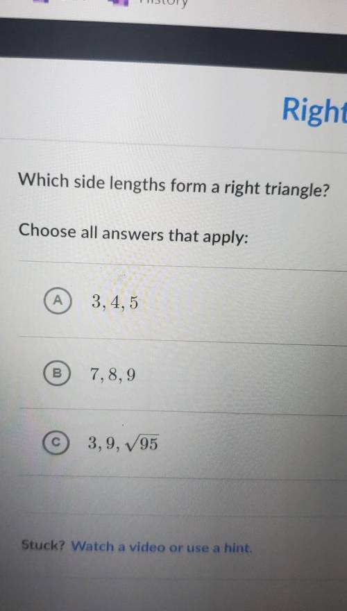 Which side lengths form a right triangle​