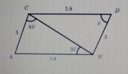 Consider the figure shown below. What is the value of the angle x? x = _______ degree. ​