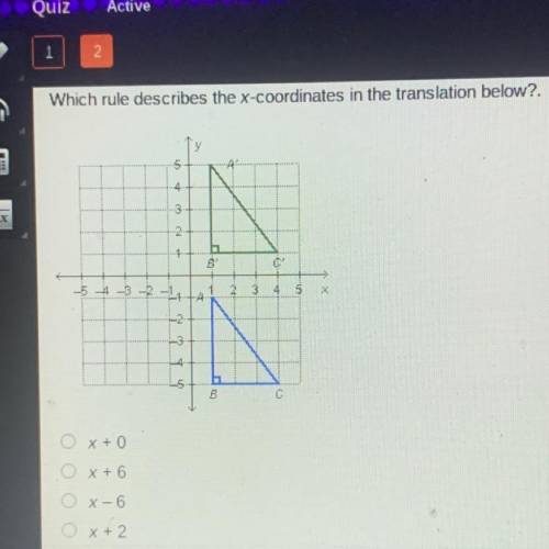 Which rule describes the x-coordinates in the translation below?