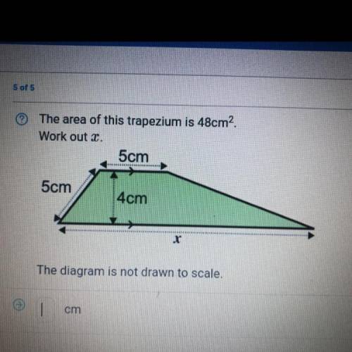 The area of this trapezium is 48cm2.
Work out .
5cm
5cm
4cm
X
