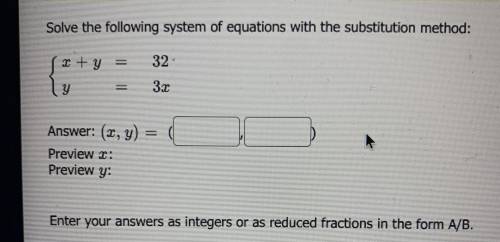 Solve the following system of equations with the substitution method