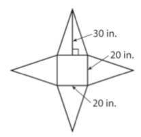 What is the total surface area of the square pyramid whose net is shown below?

400
1200
800
1600