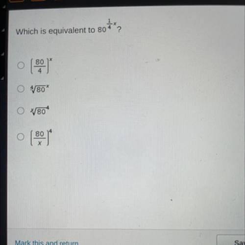 Help pleaseeeeeee
which is equivalent to 80 1/4x?