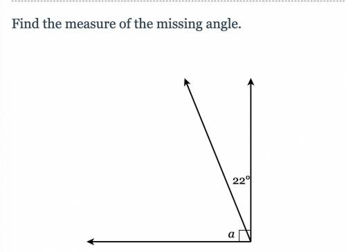 Find the measure of the missing angle (a)