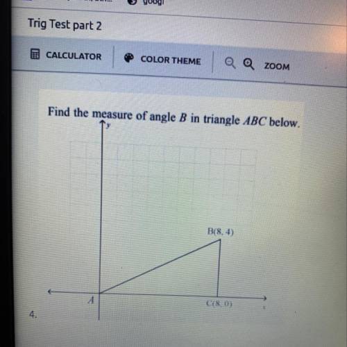 Find the measure of angle B in triangle ABC below.Explain