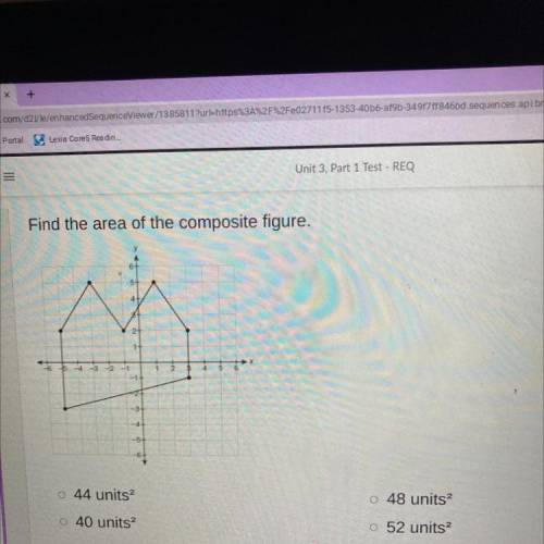 Find the area of the composite figure.

4
2
2
O 44 units
o 48 units
O 40 units
o 52 units2