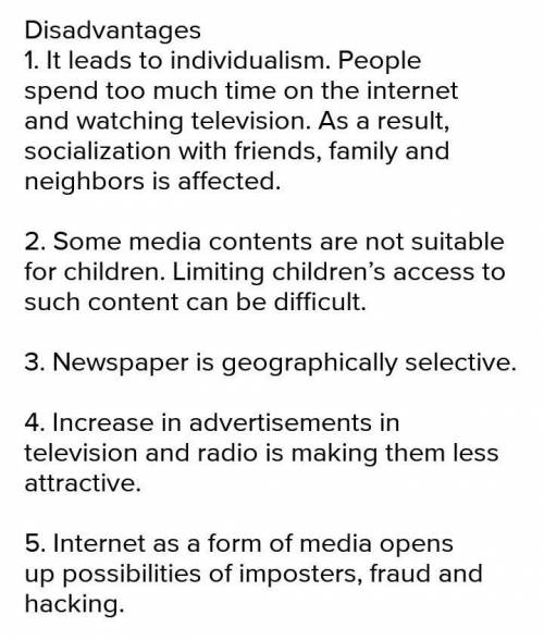 Advantages and disadvantages of mass media