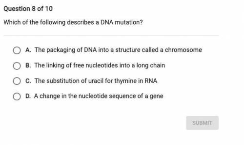 Which of the following describes a DNA mutation?
