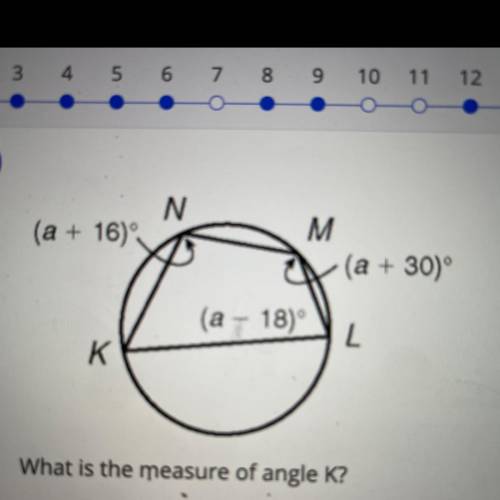 What is the measure of angle k?