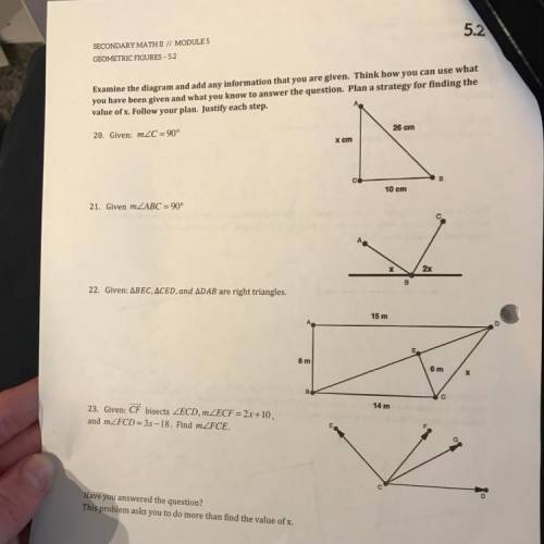 Anyone have the answers to Math secondary geometric figures 5.2 SET answers?