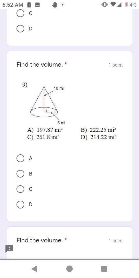 Find the volume please help
(Multiple choice)