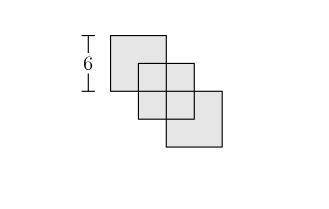 HELP AGAIN

Three squares each have sides of length 6 units and overlap each other as show