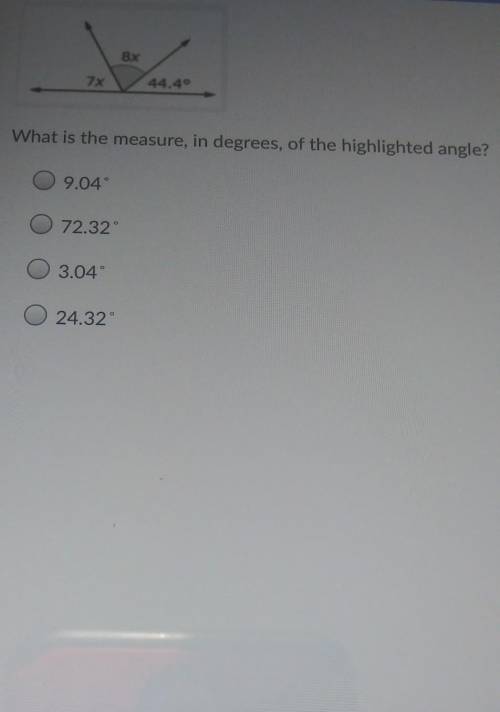Please helpwhat is the measure in degrees of the highlighted ( the middle one) angle​