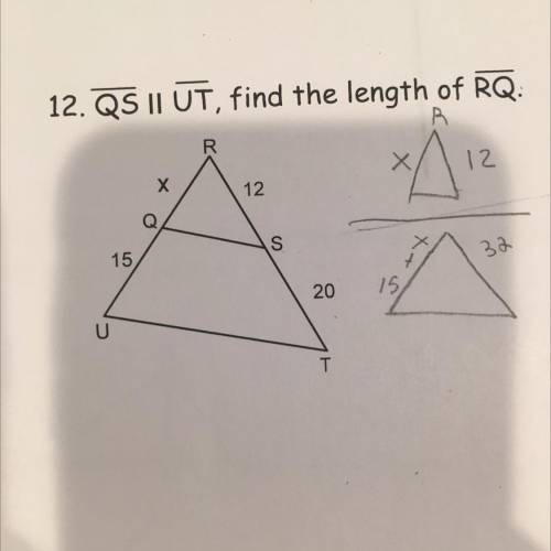 12. QS II UT, find the length of RQ.