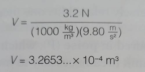 How do I substitute and solve?

I see how it is 3.2 divide it by 1000 kg ×9.80, but I get confused