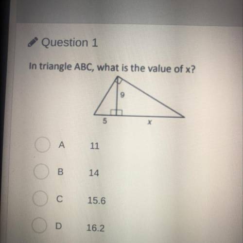 In triangle ABC, what is the value of x?