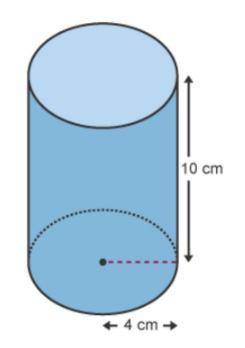 What is the volume of the cylinder below?
Use 3.14 for pi.