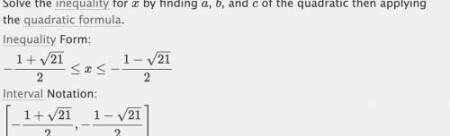 What are the solutions to x2 + x - 5≤0