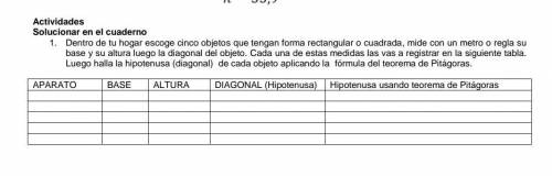 1. Dentro de tu hogar escoge cinco objetos que tengan forma rectangular o cuadrada, mide con un met