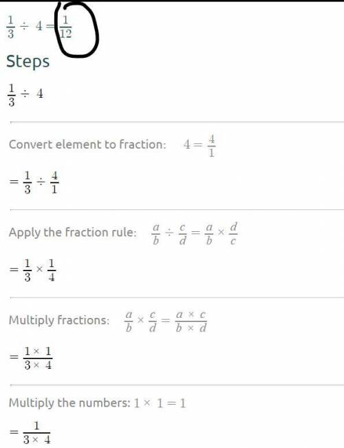 1/3 divided by 4? Fractions