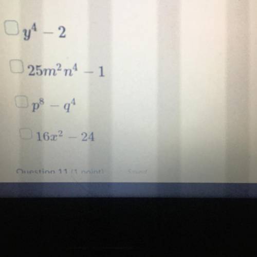 Pls help.. Select the polynomials that are a difference of squares.