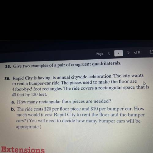 36. Rapid City is having its annual citywide celebration. The city wants

to rent a bumper-car rid