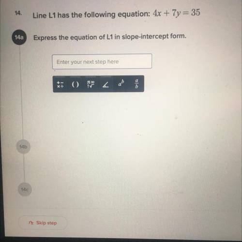 Express the equation of L1 in slope intercept form