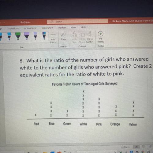 8. What is the ratio of the number of girls who answered

white to the number of girls who answere