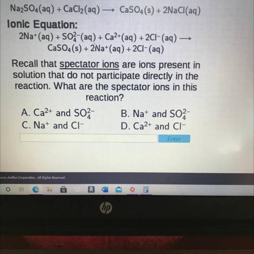 What are the spectators ions in this reaction?
