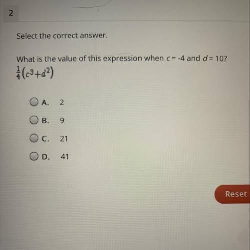 What is the value of this expression when c = -4 and d = 10