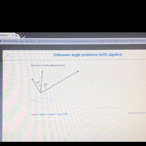 Unknown angle problems ( with algebra ) solve for x in the diagram below