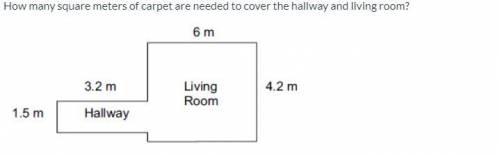 How many square meters of carpet are needed to cover the hallway and living room?