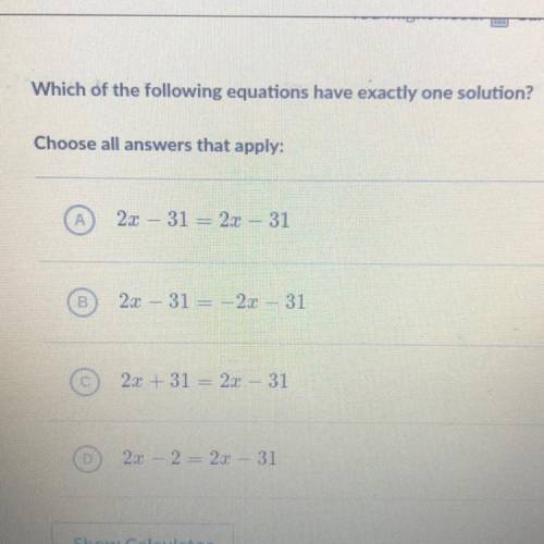 Which of the following equations have exactly one solution?