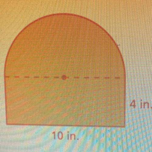 Find the perimeter and the area of the figure to the nearest hundredth,
4 in.
10 in.