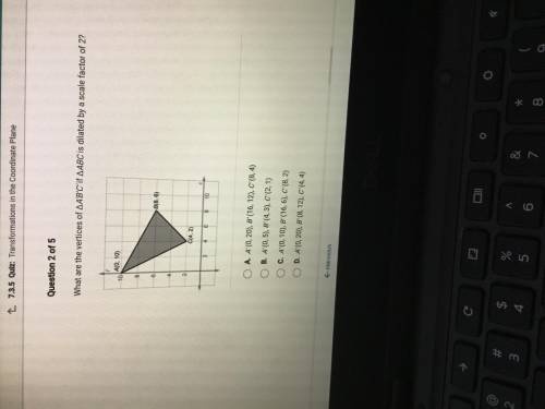 What are the verticals of A’B’C’ if ABC is dilated by a scale factor of 2
