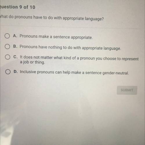 Help
What do pronouns have to do with appropriate language