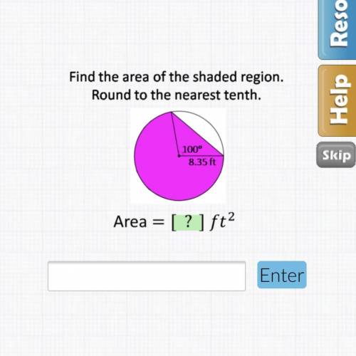 Find the area of the shaded region. Round to the nearest tenth.

Angle is 100 degrees. Side is 8.3