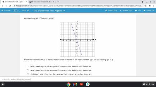 PLEASE HELP ASAPConsider the graph of function g below. Determine which sequences of transf