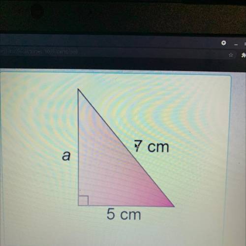 Find the volume of side A in the right triangle shown.